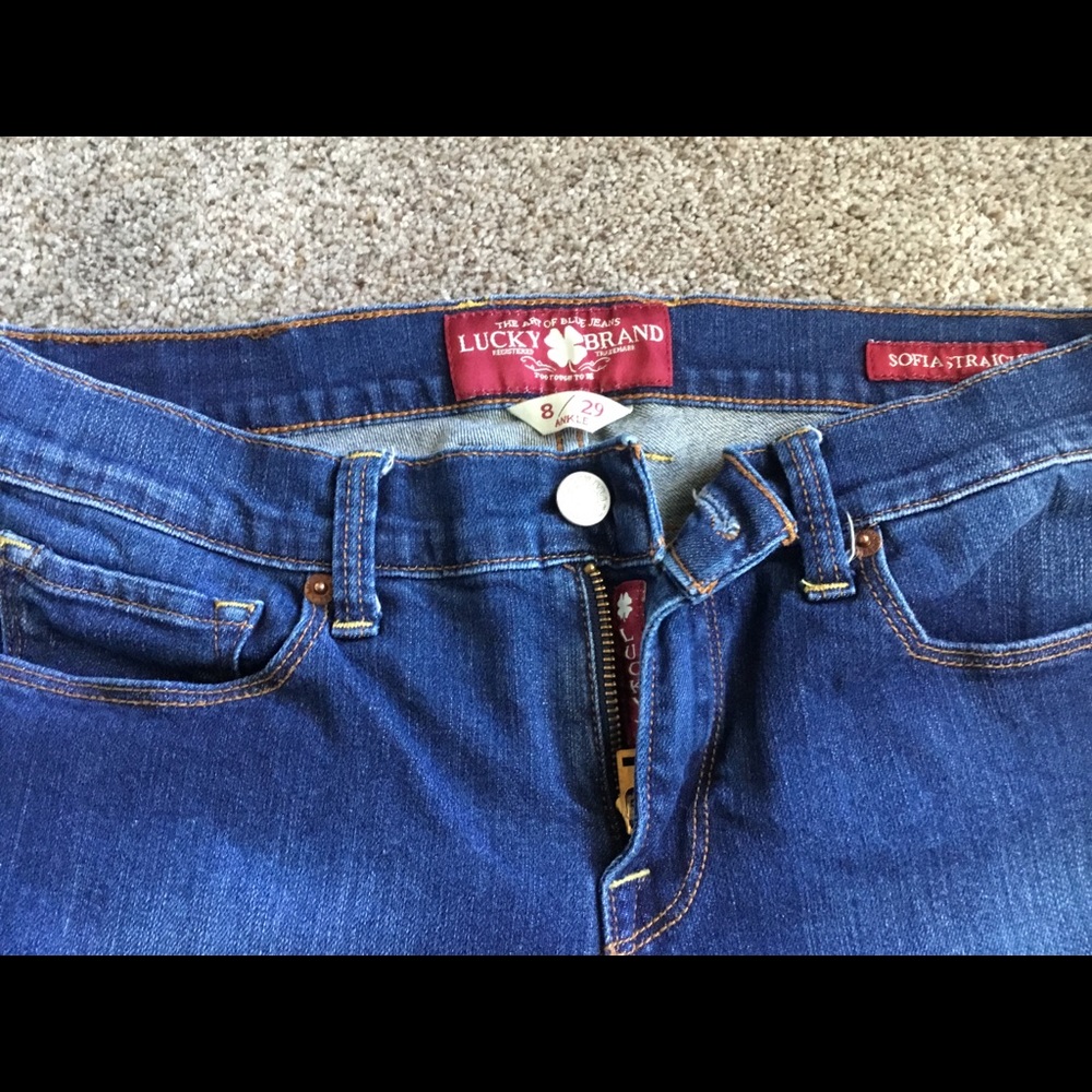 Lucky “Sofia Straight” ankle jeans dark